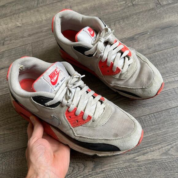 Cooked Vintage 2010 Nike Airmax 90 Grey Red Infrared - Picture 2 of 8